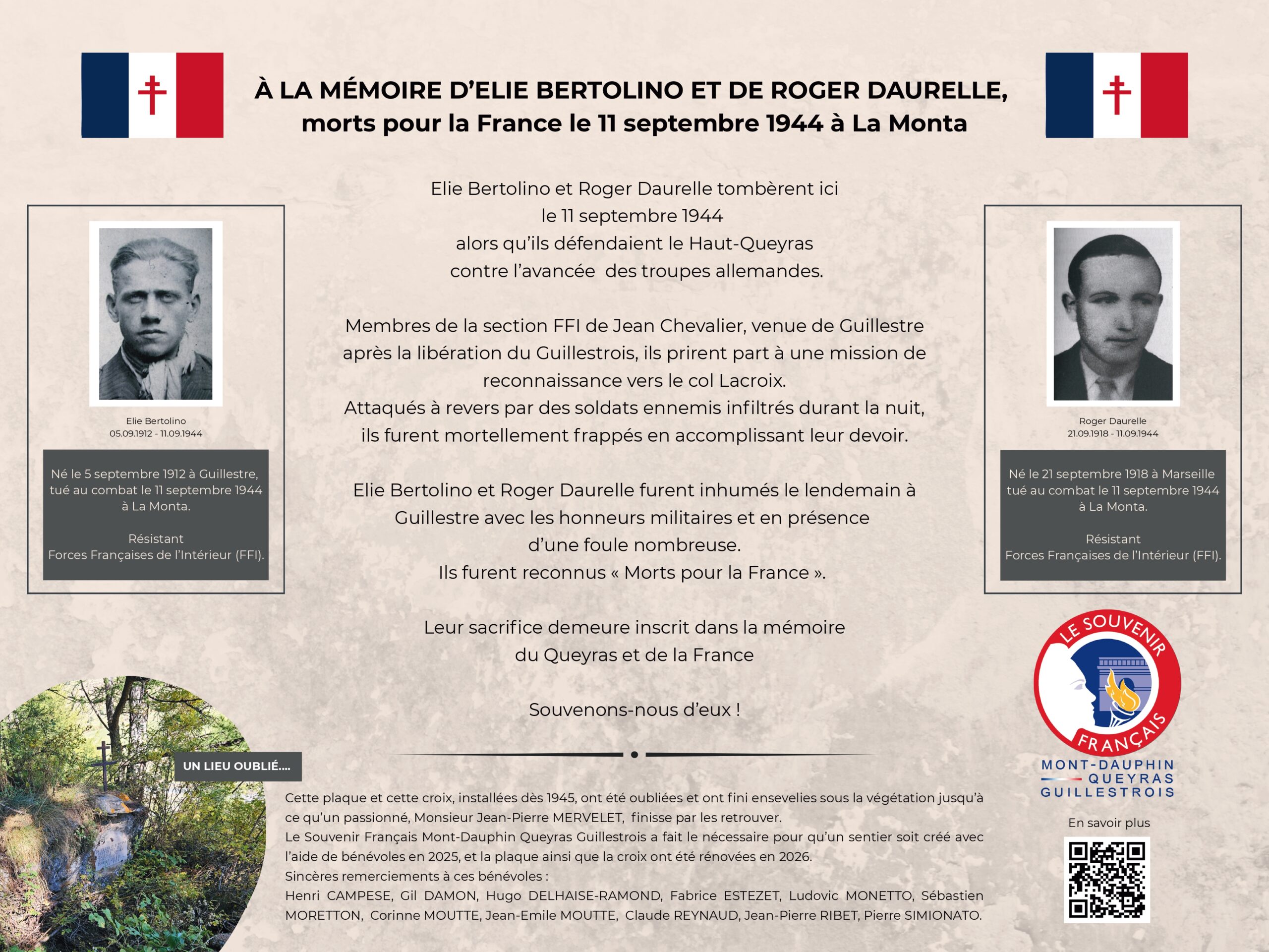 Panneau FFI La Monta Panneau d'information Plaque Résistants La Monta